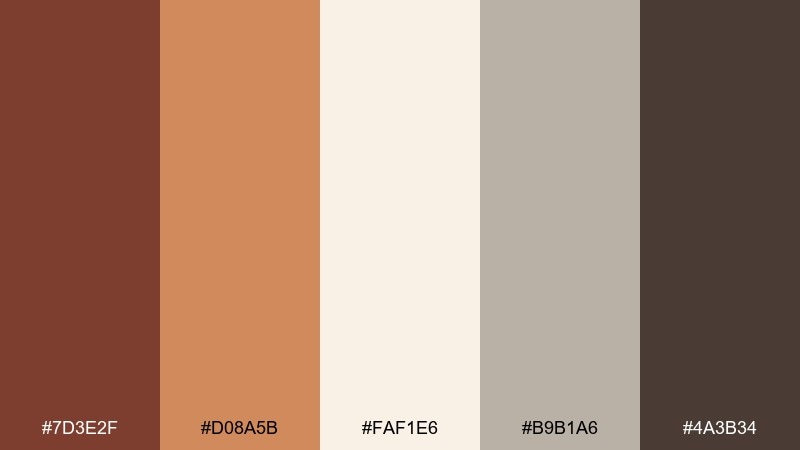 copper and cream balance chestnut color palette with hex codes