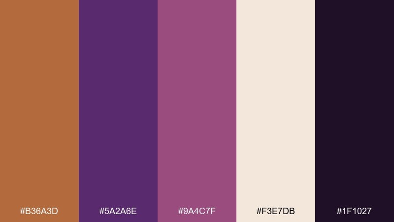 copper & plum velvet color palette with hex codes