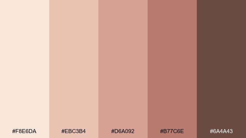 copper bloom rose gold champagne color palette with hex codes