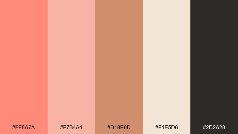 copper bloom salmon pink color palette with hex codes