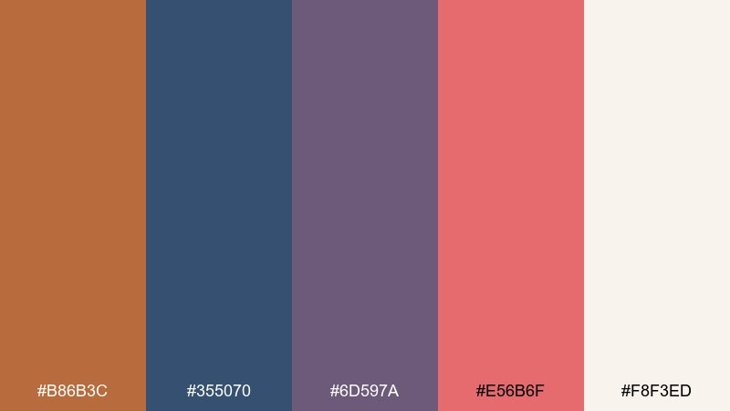 copper blue hour color palette with hex codes