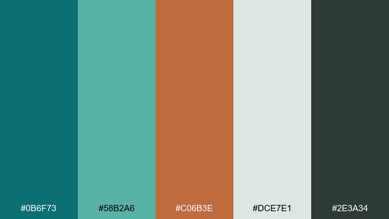 copper botanica teal copper color palette with hex codes