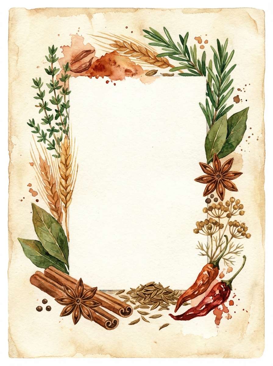watercolor recipe card border