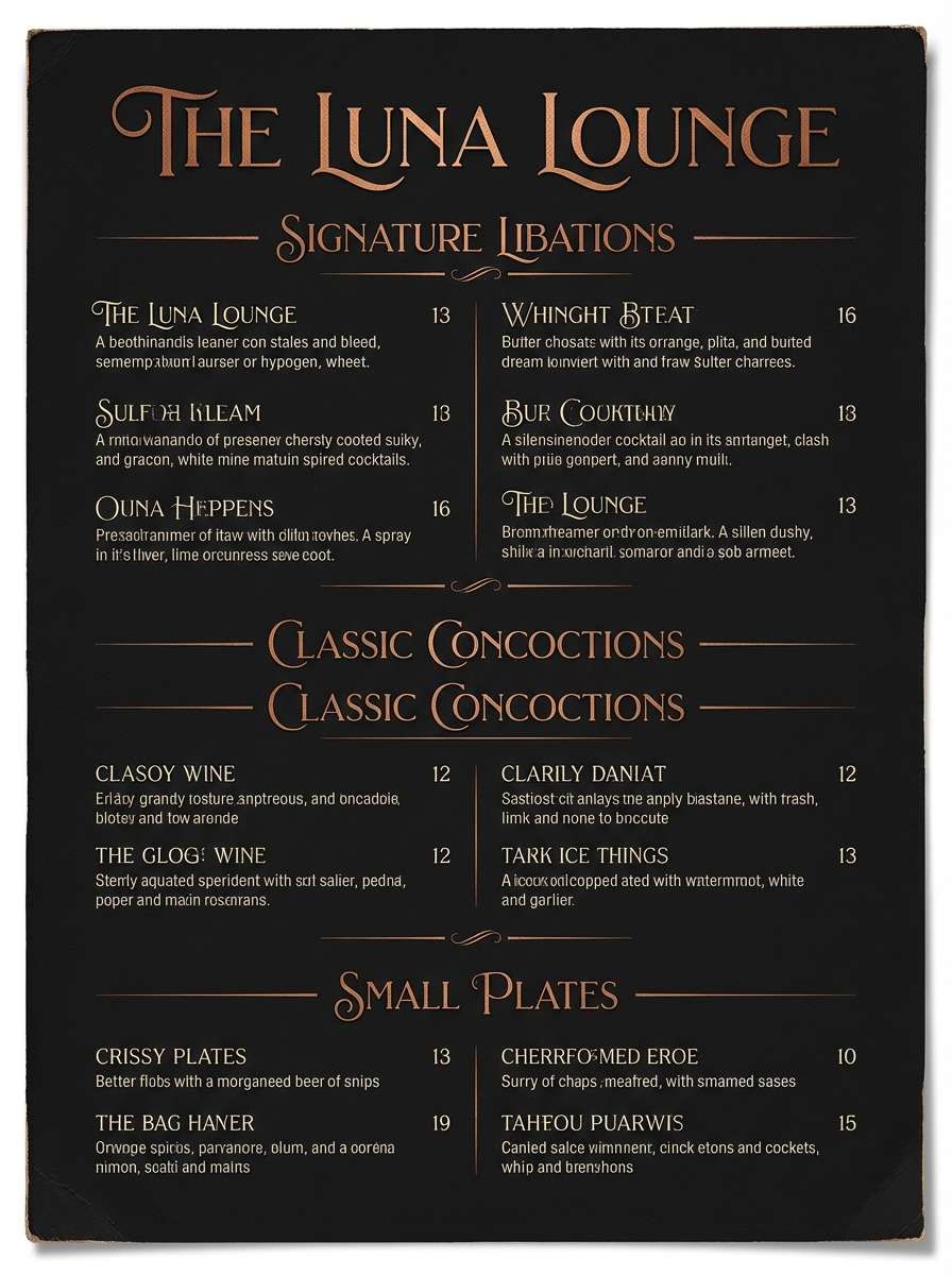cocktail bar menu
