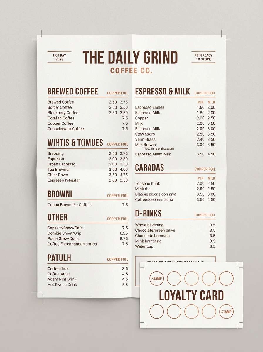 coffee menu and card
