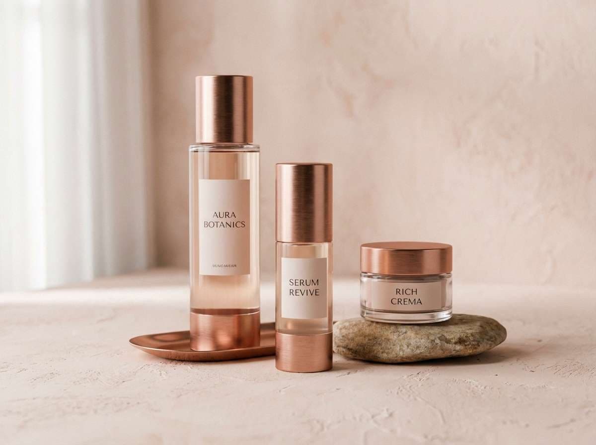 skincare bottles studio shot