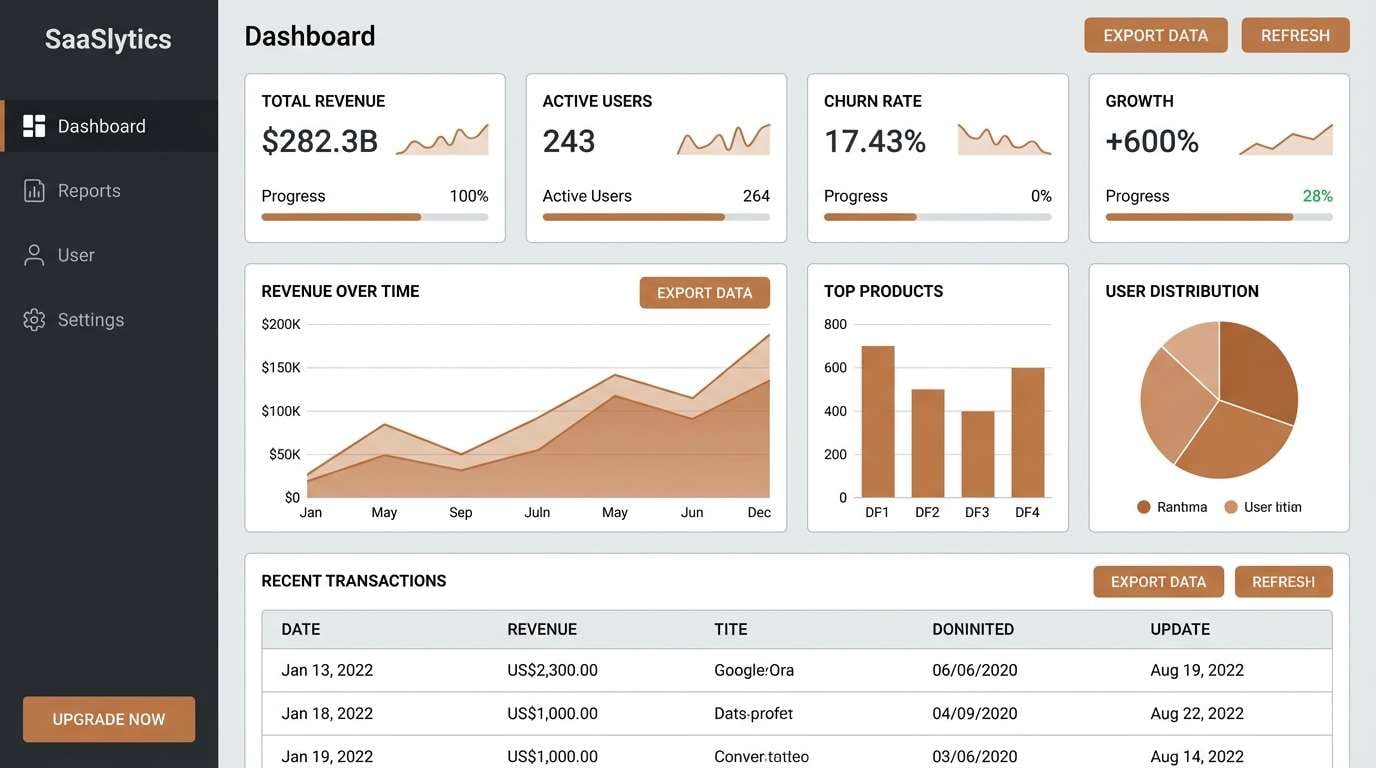 saas dashboard ui mockup
