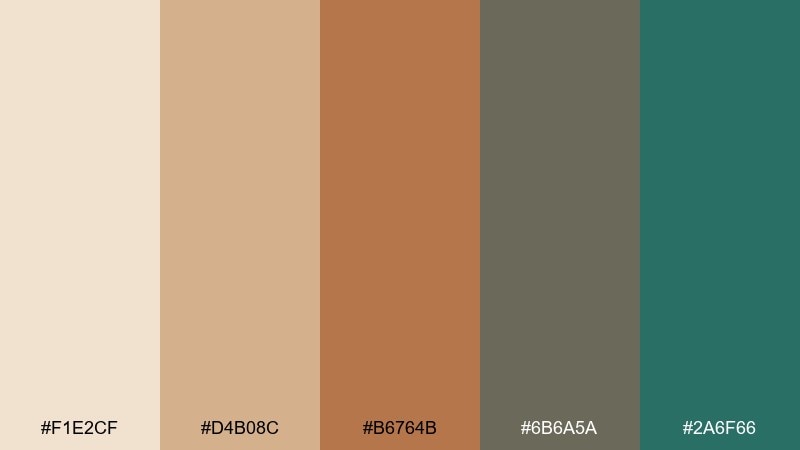 copper canopy desert oasis color palette with hex codes