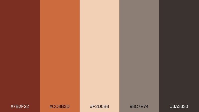 copper canyon burnt umber color palette with hex codes