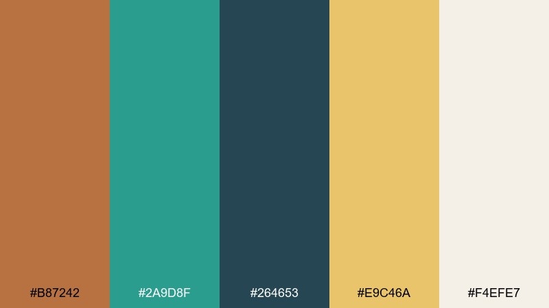 copper coastal calm color palette with hex codes