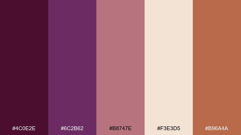 copper cork purple wine color palette with hex codes