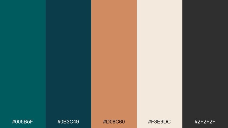 copper current dark cyan color palette with hex codes