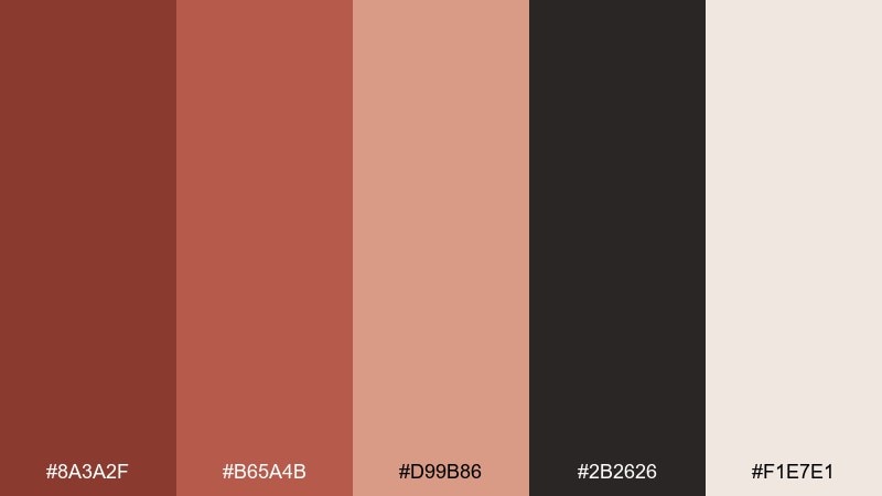 copper dusk ruddy color palette with hex codes