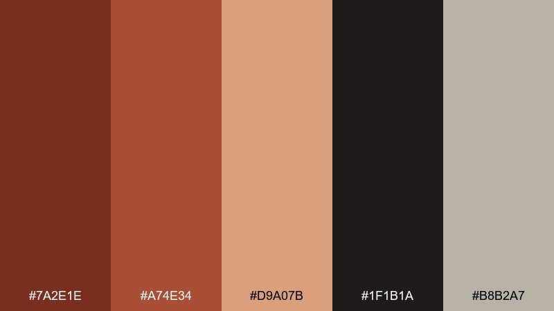 copper dusk russet color palette with hex codes