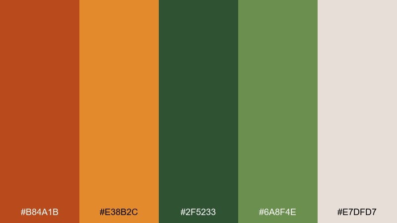 copper fern color palette with hex codes