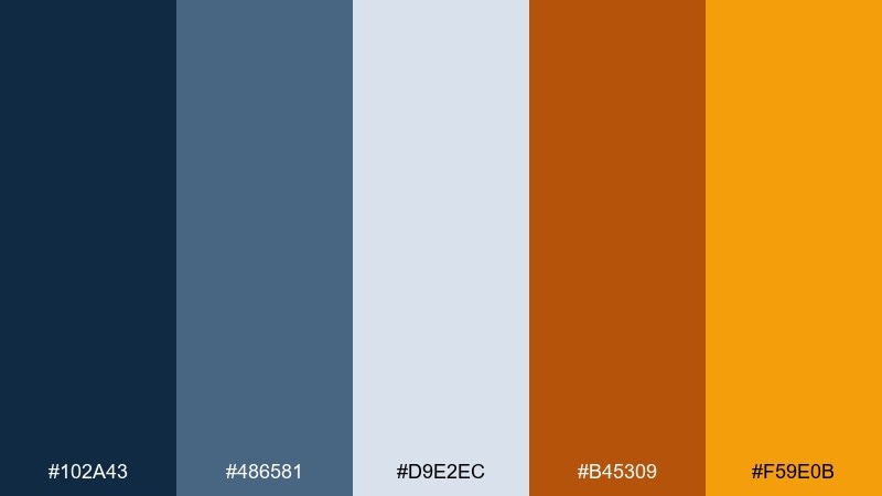 copper fjord fire and ice color palette with hex codes