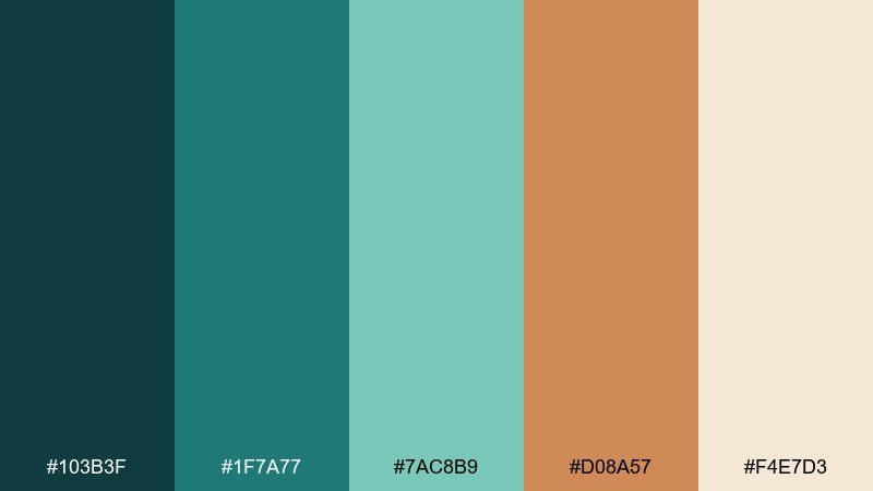 copper kelp river color palette with hex codes