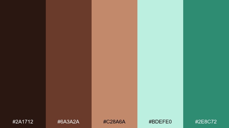 copper-mint-accent chocolate mint color palette with hex codes