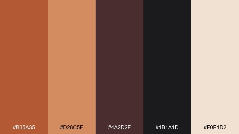 copper nightfall copper rust color palette with hex codes