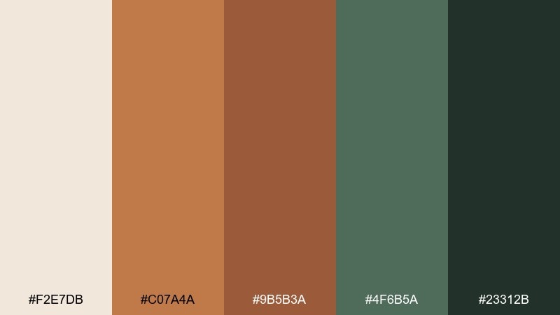 copper patina earthy color palette with hex codes