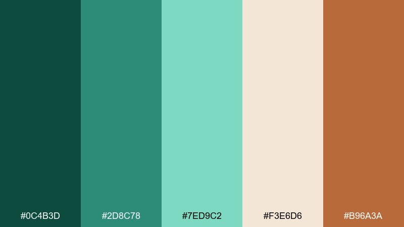 copper patina jade color palette with hex codes
