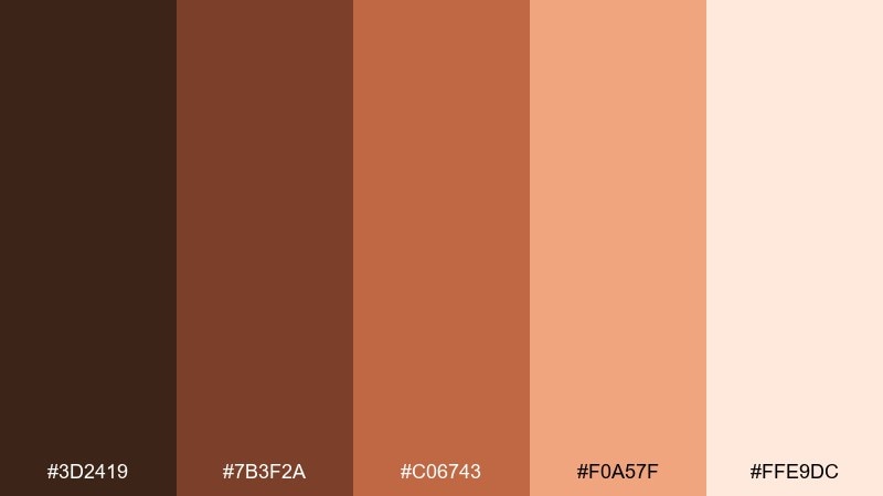 copper peach fizz brown peach color palette with hex codes