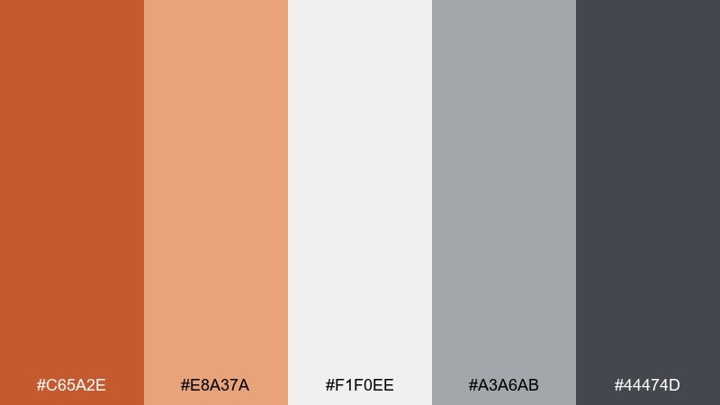 copper pebble color palette with hex codes