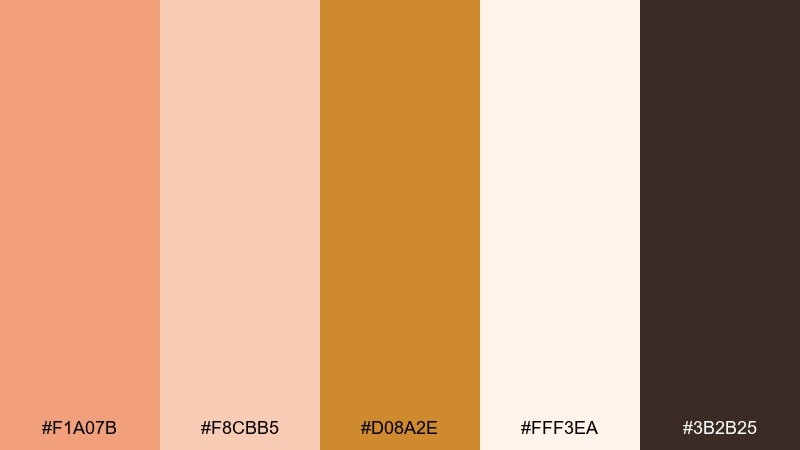 copper petal gold peach color palette with hex codes