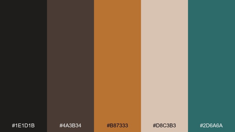 copper pipe subway color palette with hex codes