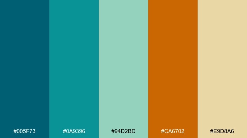 copper reef blue copper color palette with hex codes