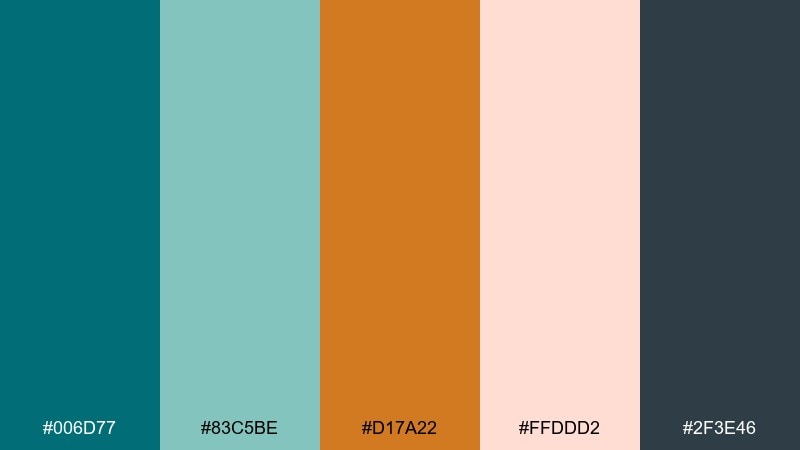 copper reef teal copper color palette with hex codes