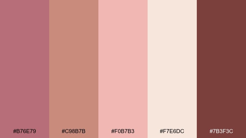 copper rosé glow color palette with hex codes