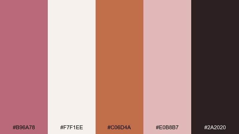 copper rose color palette with hex codes