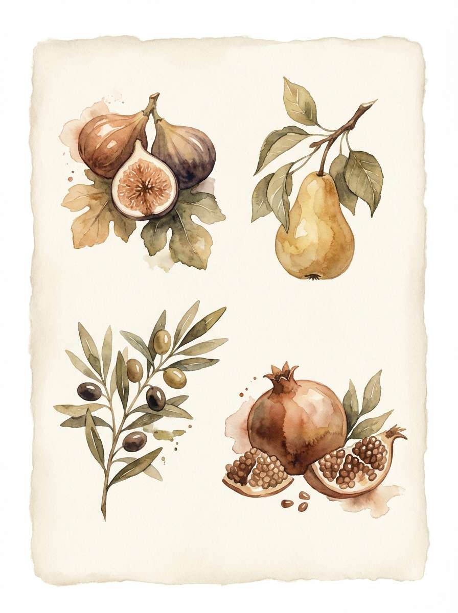 watercolor orchard illustration