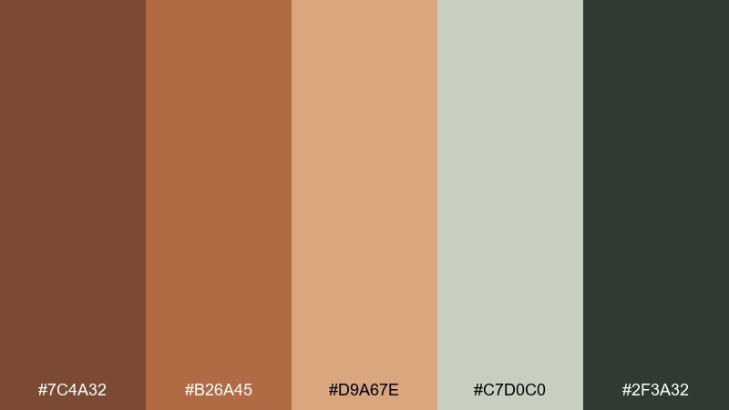 copper sage calm color palette with hex codes