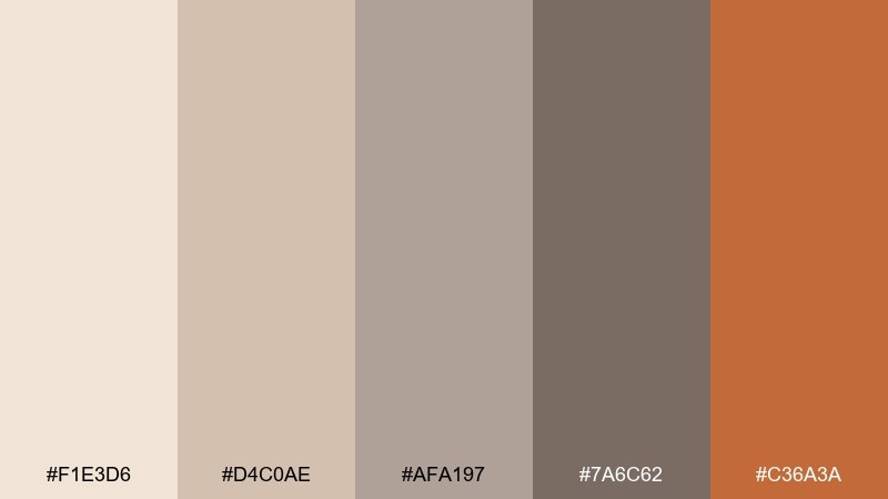 copper sand accent color palette with hex codes