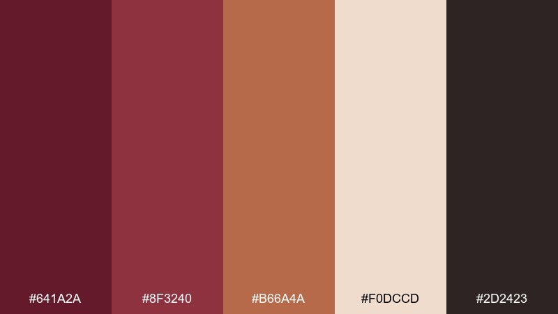 copper still wine burgundy color palette with hex codes