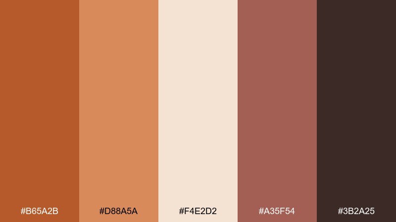 copper sunset boho wedding color palette with hex codes