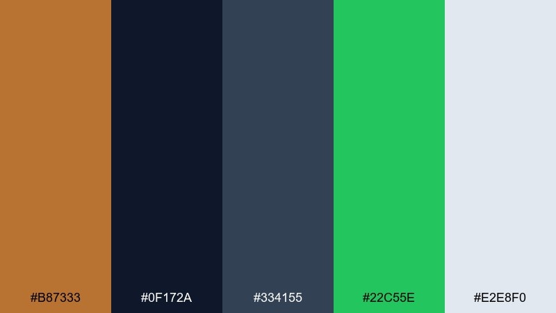 copper tech dashboard color palette with hex codes