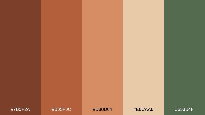 copper terracotta garden color palette with hex codes