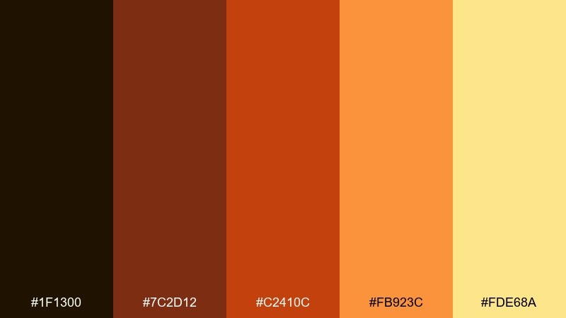 copper twilight gradient color palette with hex codes