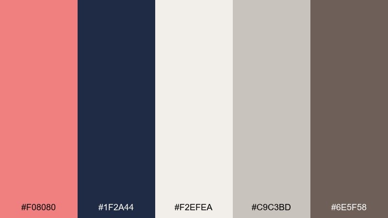 coral and navy classic light coral color palette with hex codes