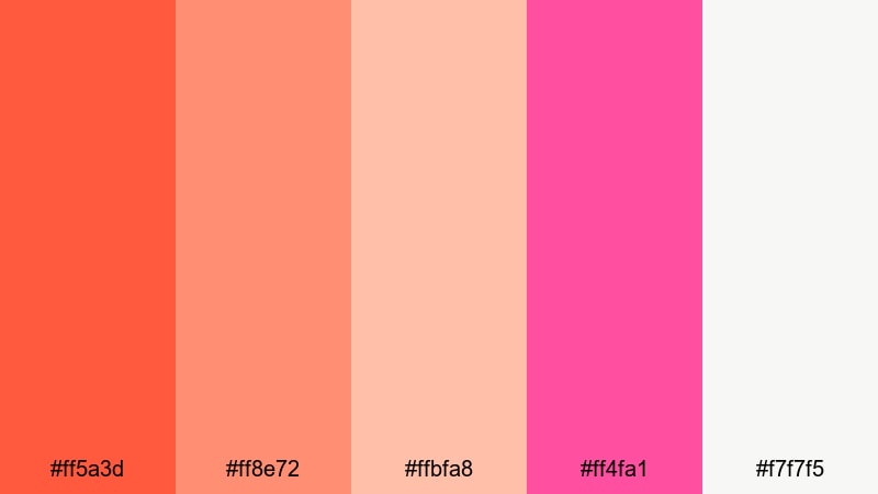coral apricot beauty color palette with hex codes