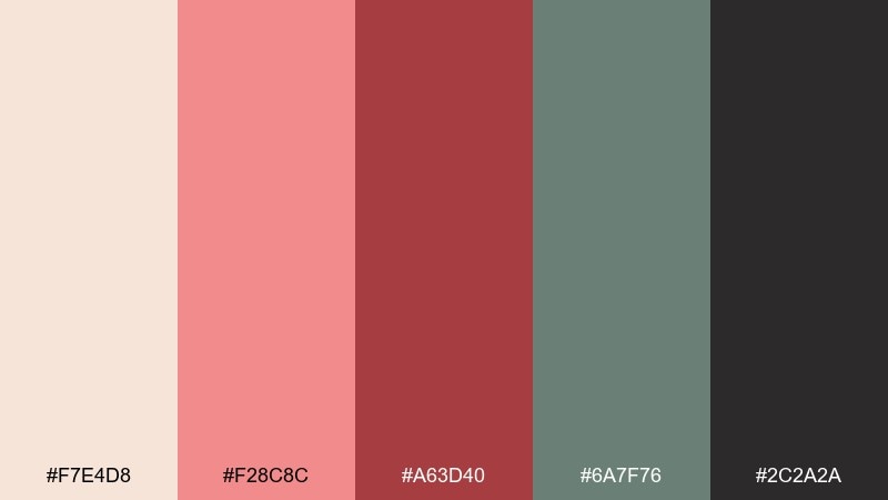 coral cameo grandmillennial color palette with hex codes