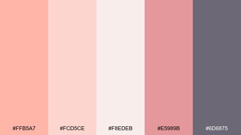 coral cameo tea party color palette with hex codes