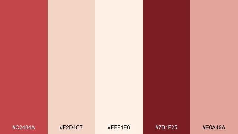 coral cashmere red cream color palette with hex codes