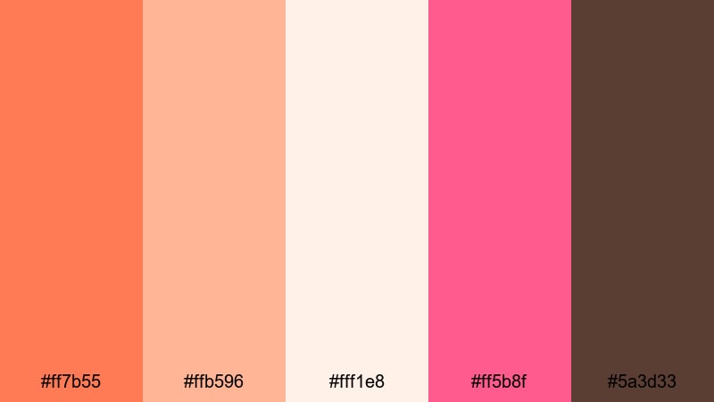coral champagne bridal color palette with hex codes