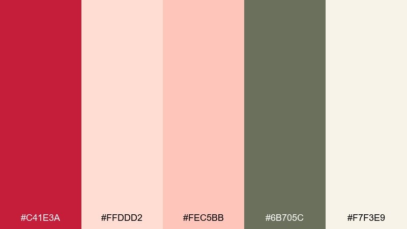coral chapel cardinal color palette with hex codes