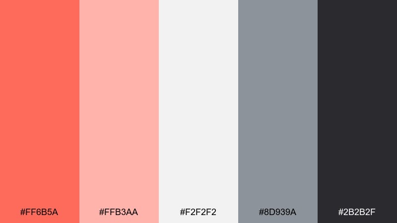coral cinder color palette with hex codes