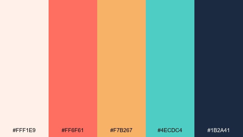 coral circuit abstract color palette with hex codes